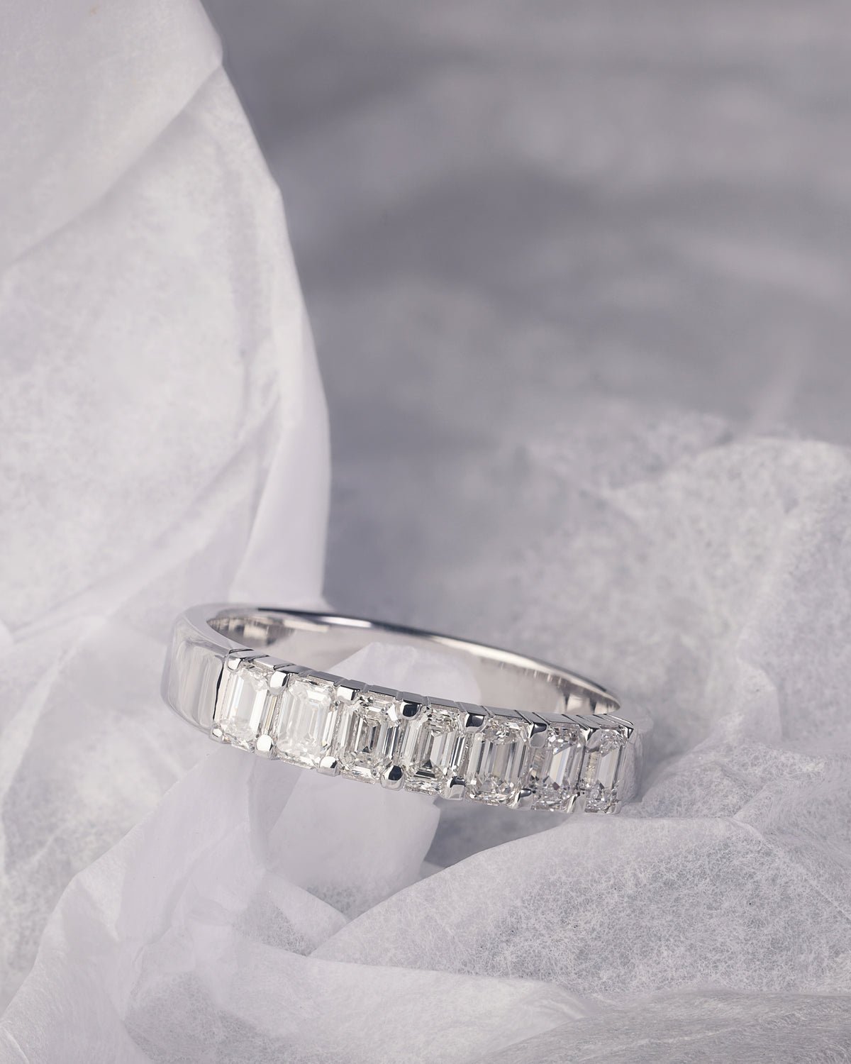 Emerald Cut Diamond Band - Half Set