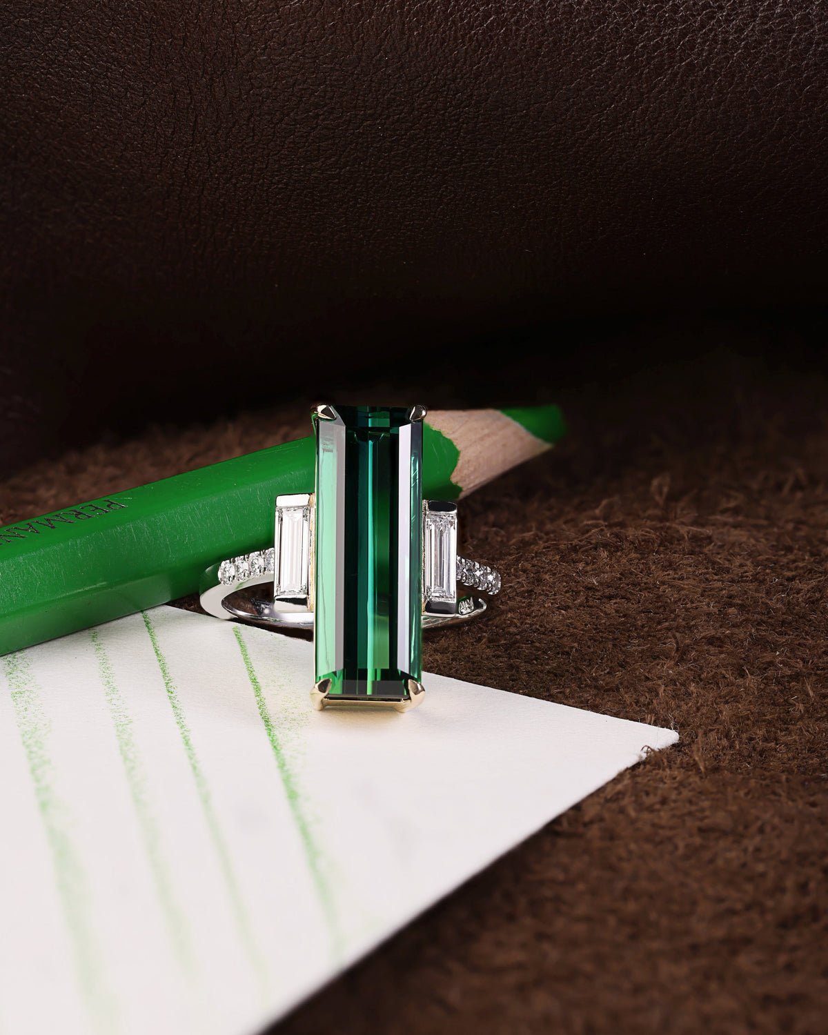 Green Tourmaline & Diamond Ring
