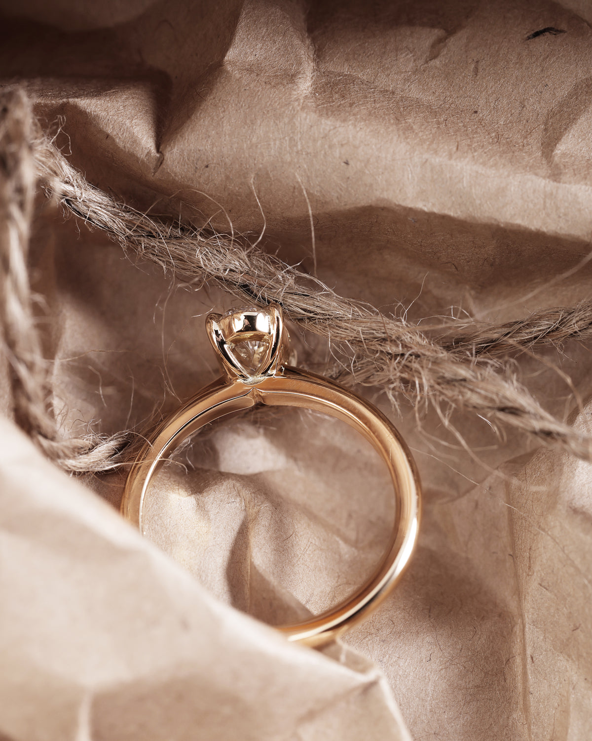 Long Oval Natural Diamond Ring in 18ct Yellow Gold