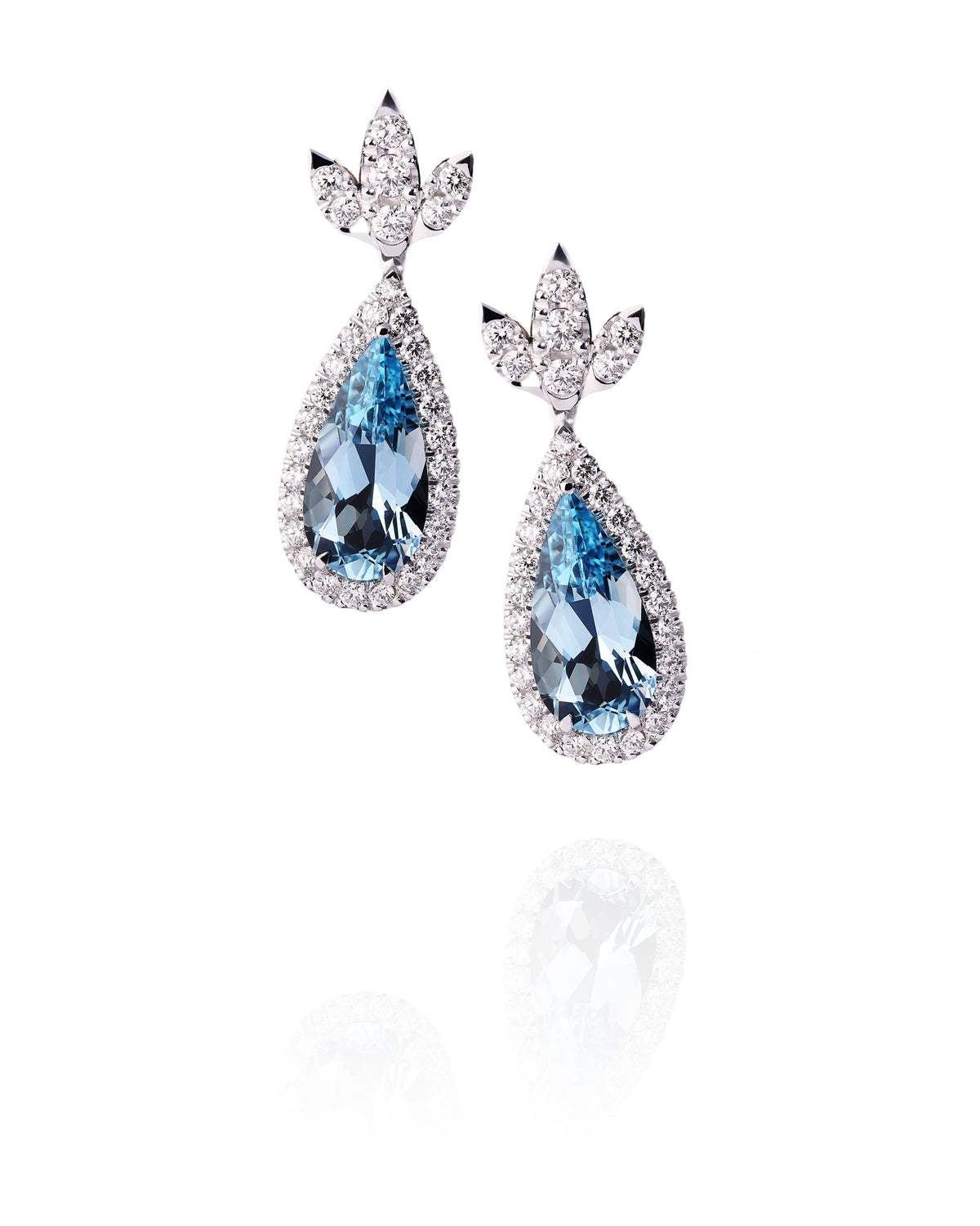 Bespoke Mozambique Aquamarine & Diamond Earrings in 18ct White Gold