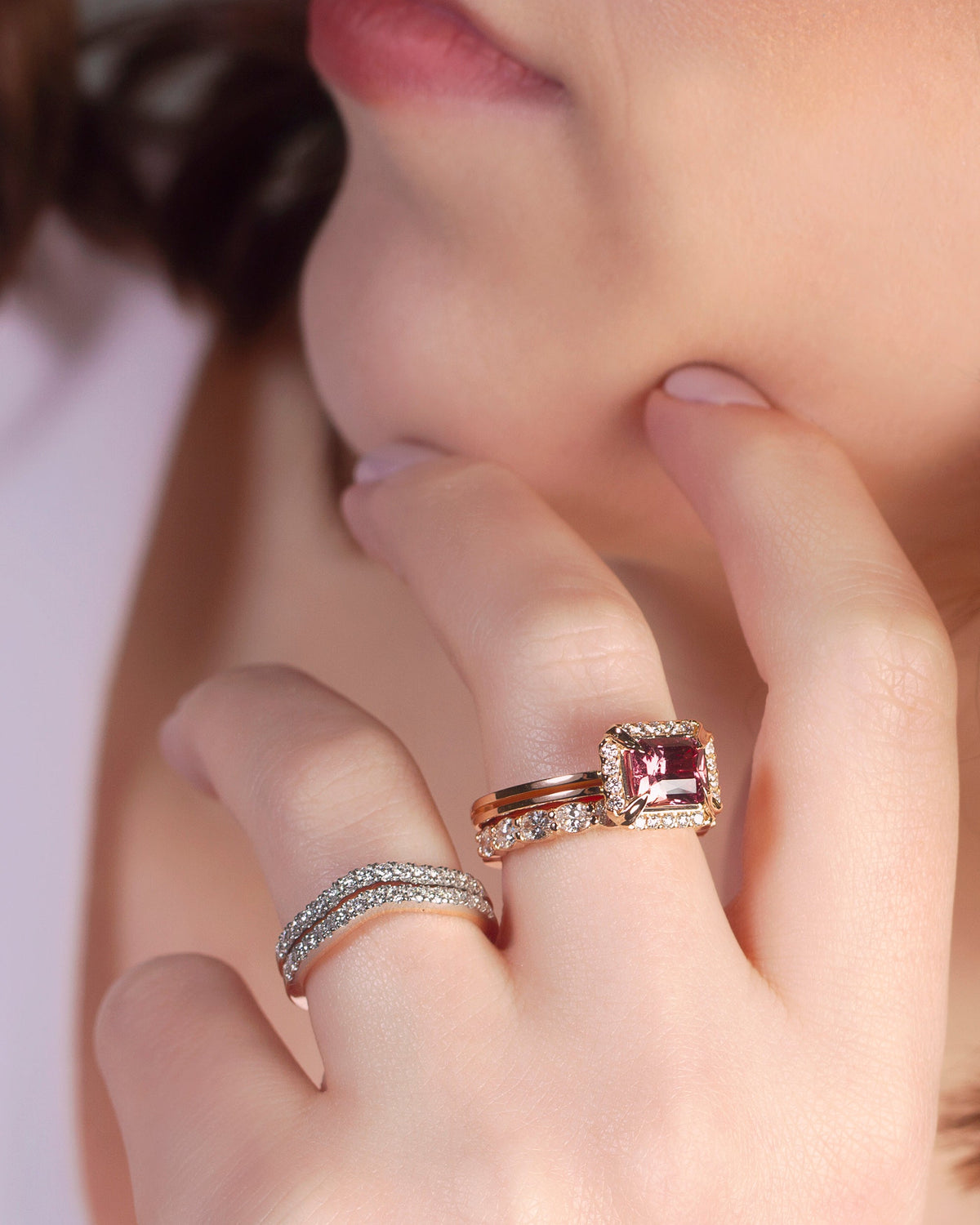Custom Madagascan Cinnamon Sapphire and Diamond ring