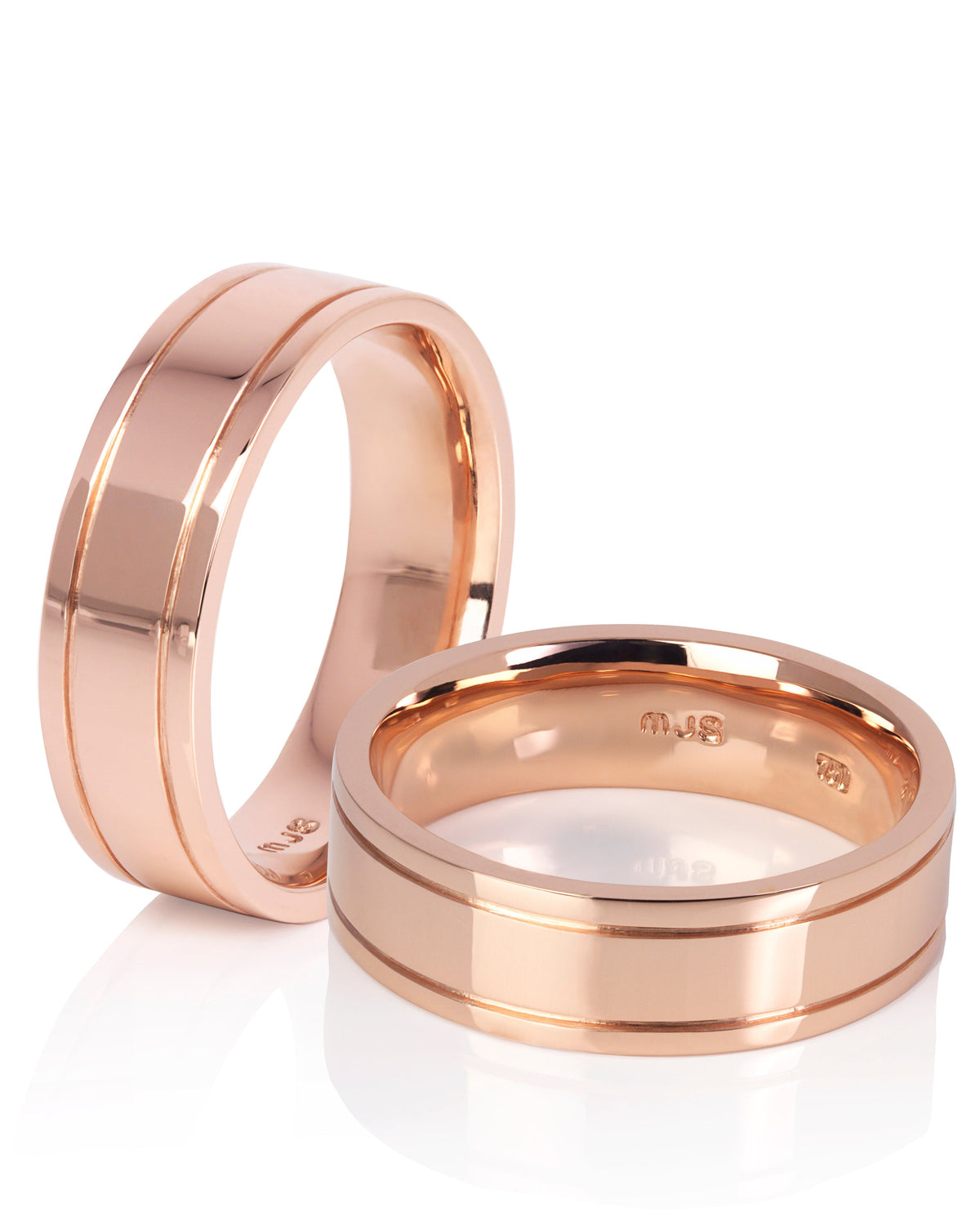18ct Rose Gold Men's Band with double grooves
