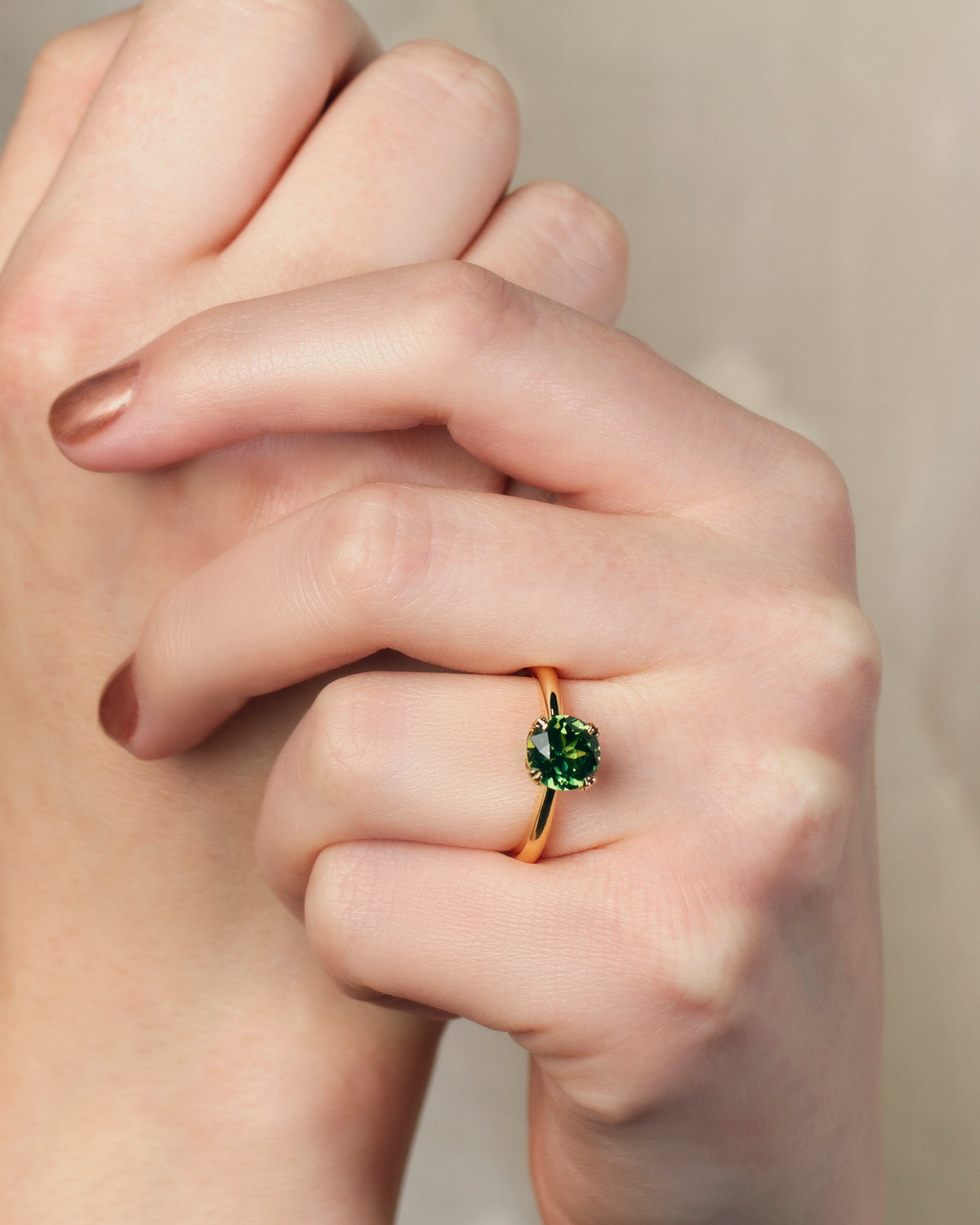 Custom Australian Green Sapphire Engagement Ring