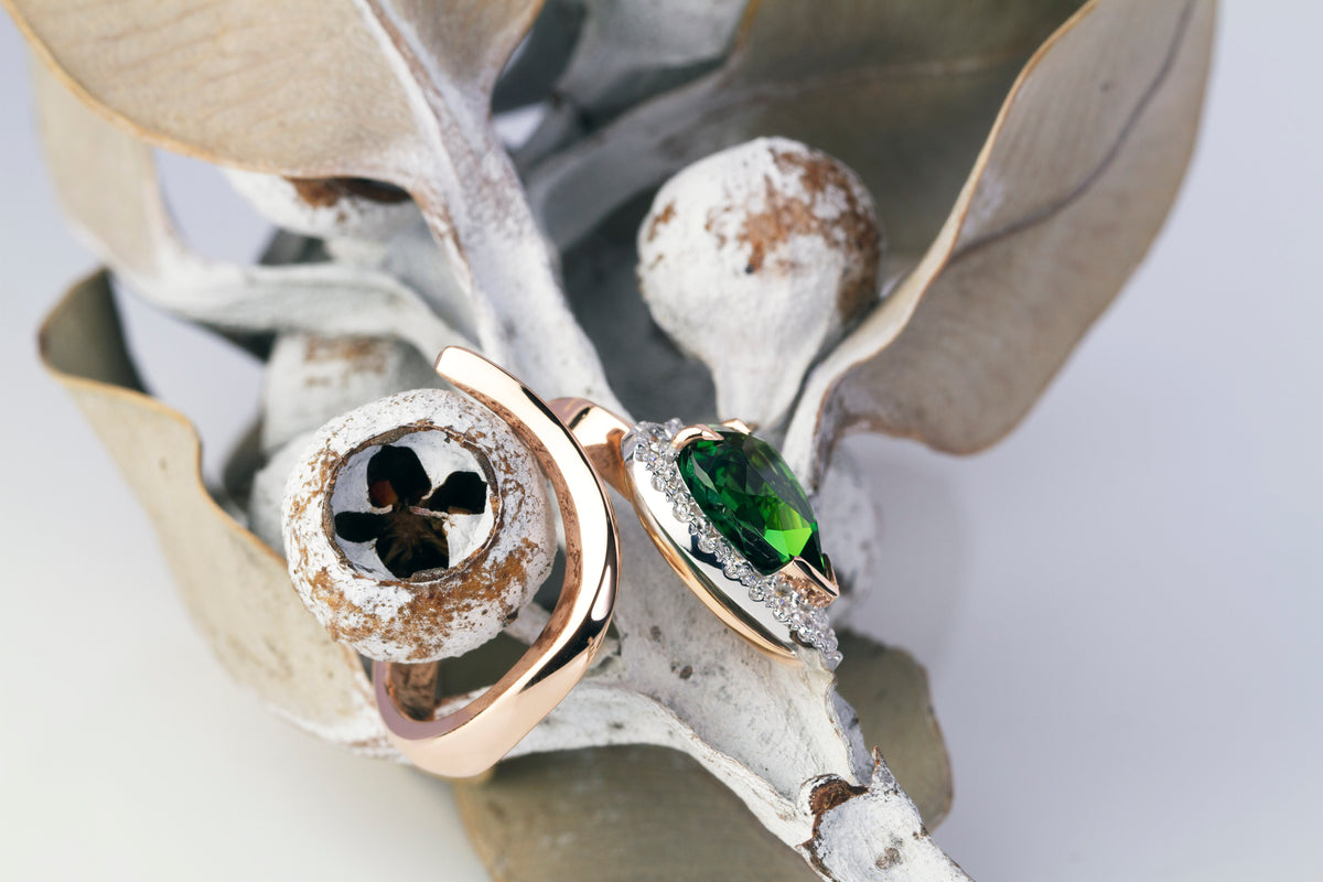 Chrome Tourmaline & Diamond Serpent Ring