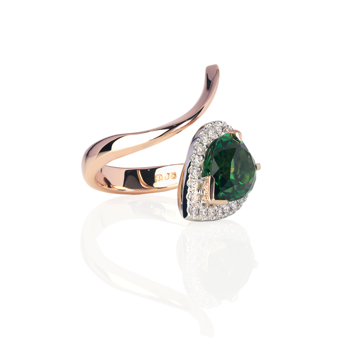 Chrome Tourmaline & Diamond Serpent Ring