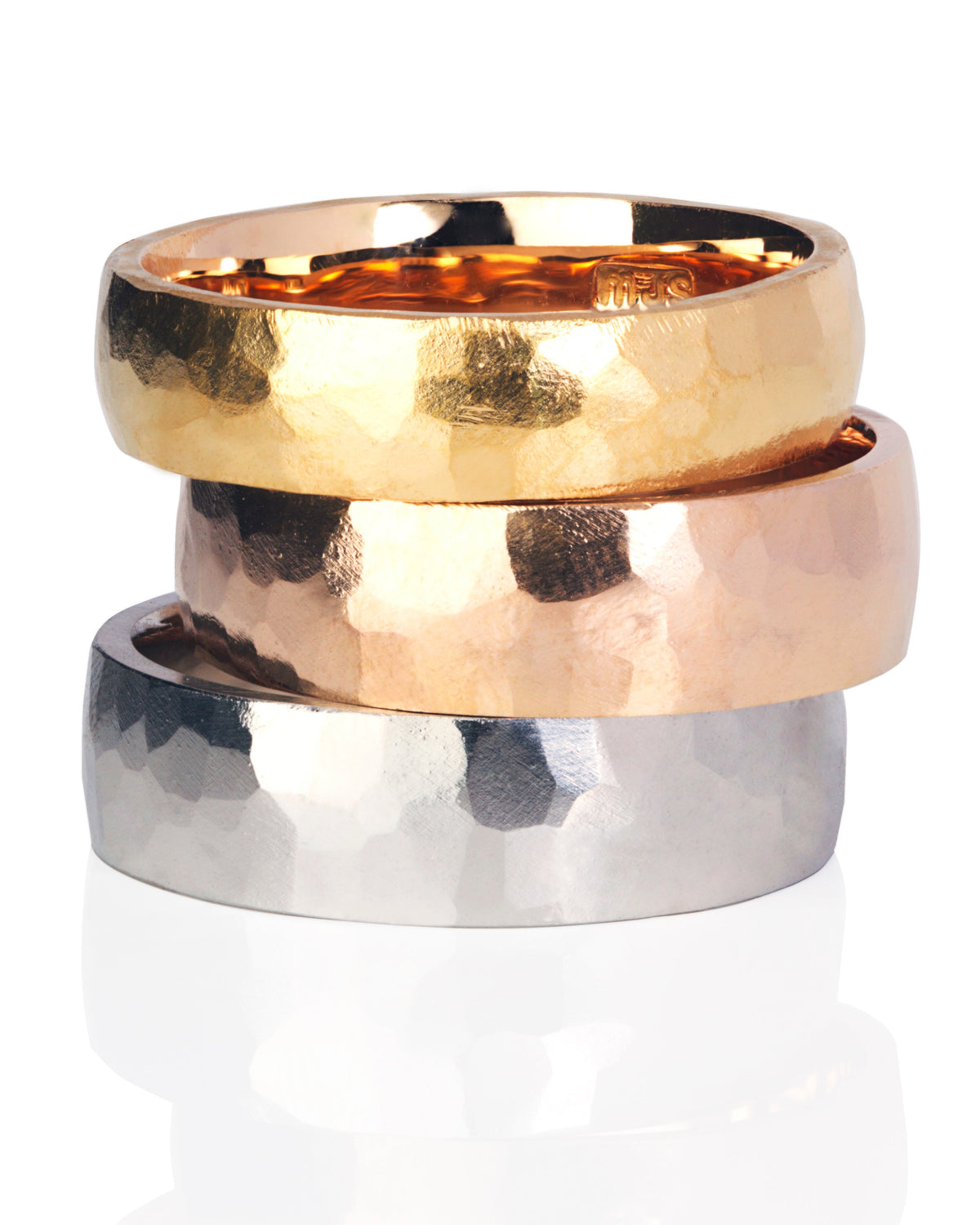 Hand Plenished Mens Wedding Band available in 18ct Gold and Platinum