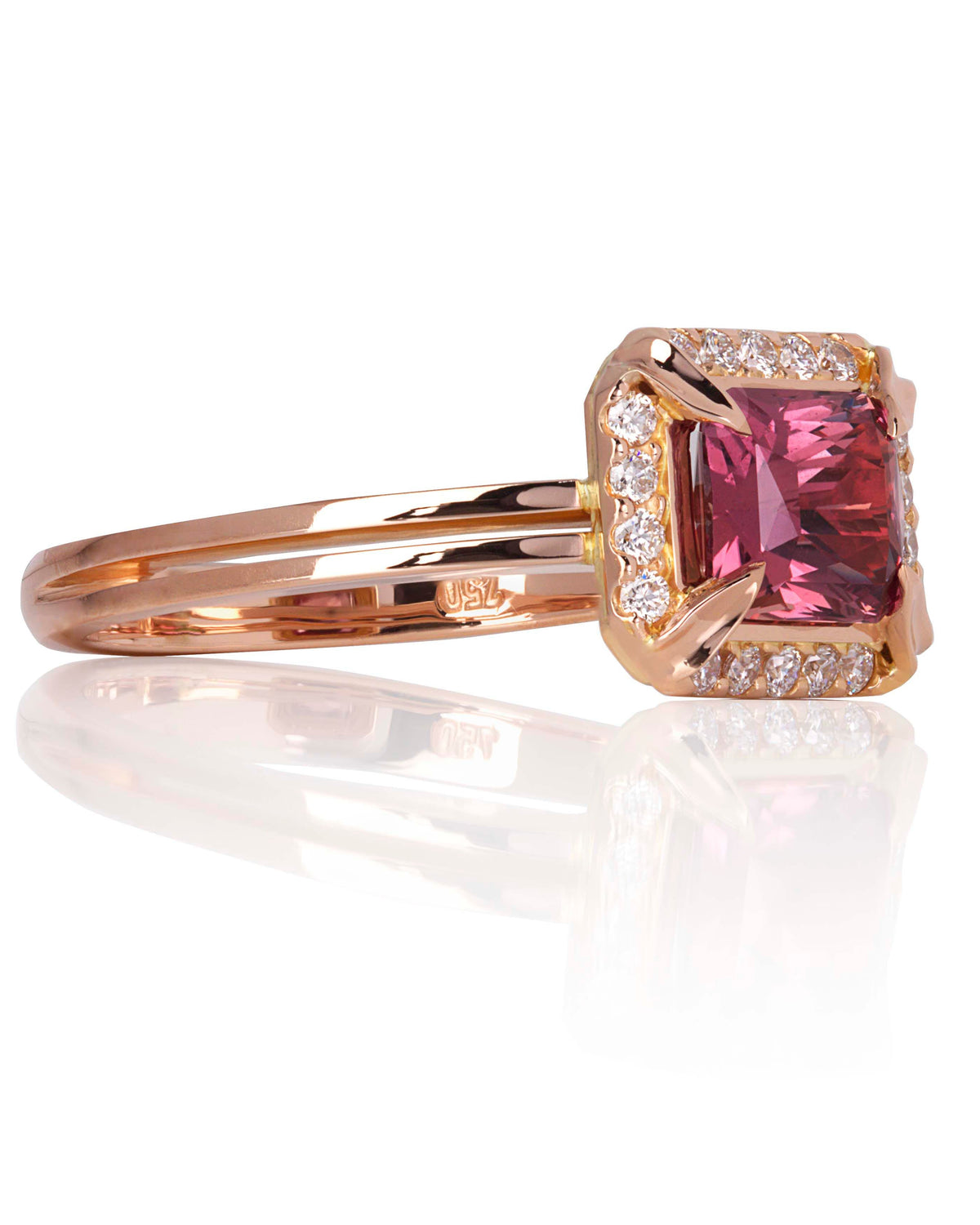 Custom Madagascan Cinnamon Sapphire and Diamond ring