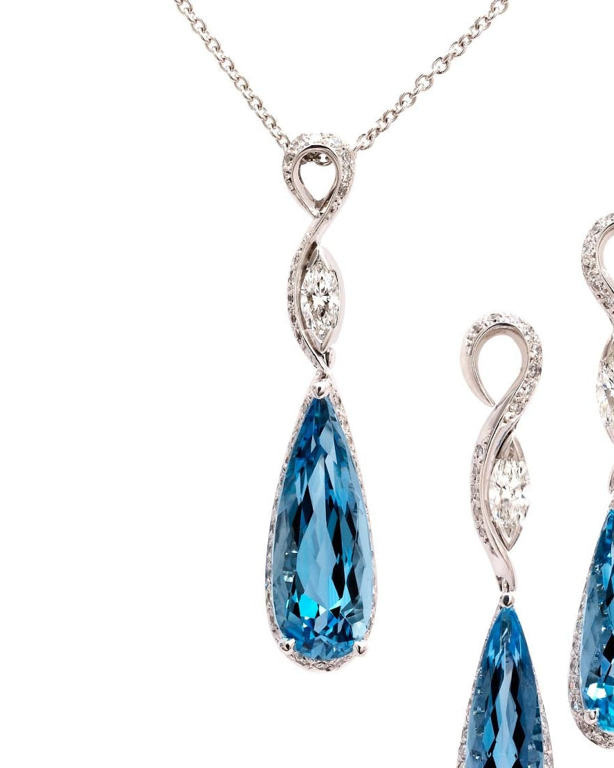 Aquamarine & Diamond pendent