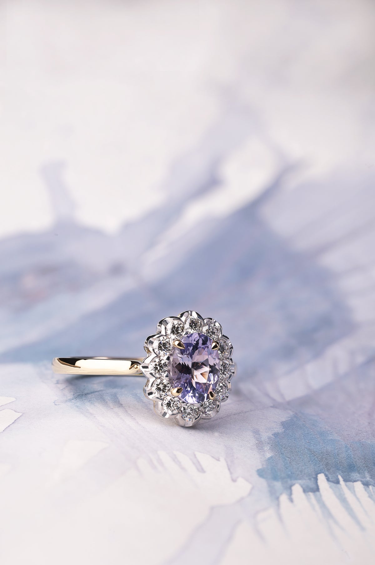Lavender Sapphire and Diamond Ring