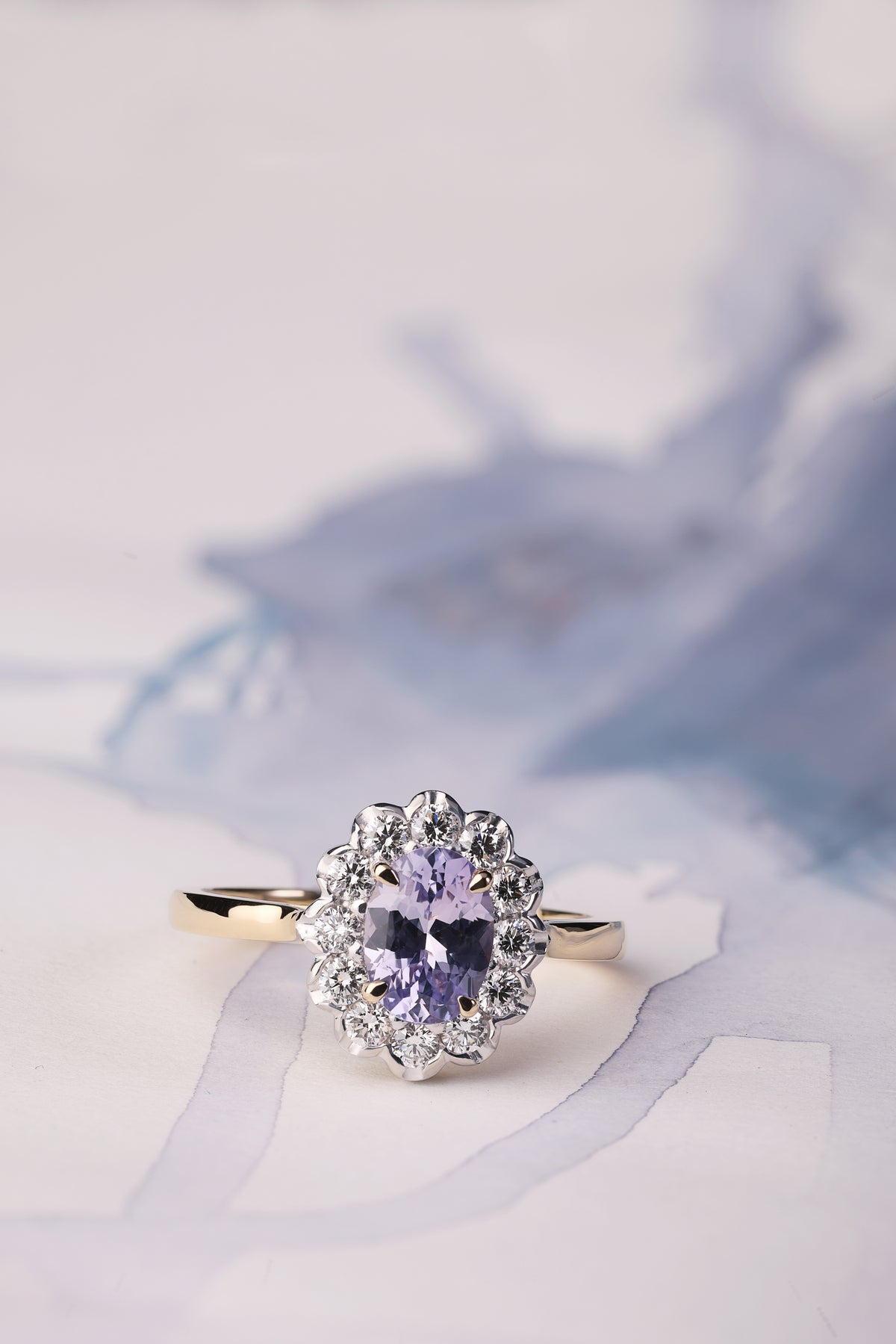 Lavender Sapphire and Diamond Ring