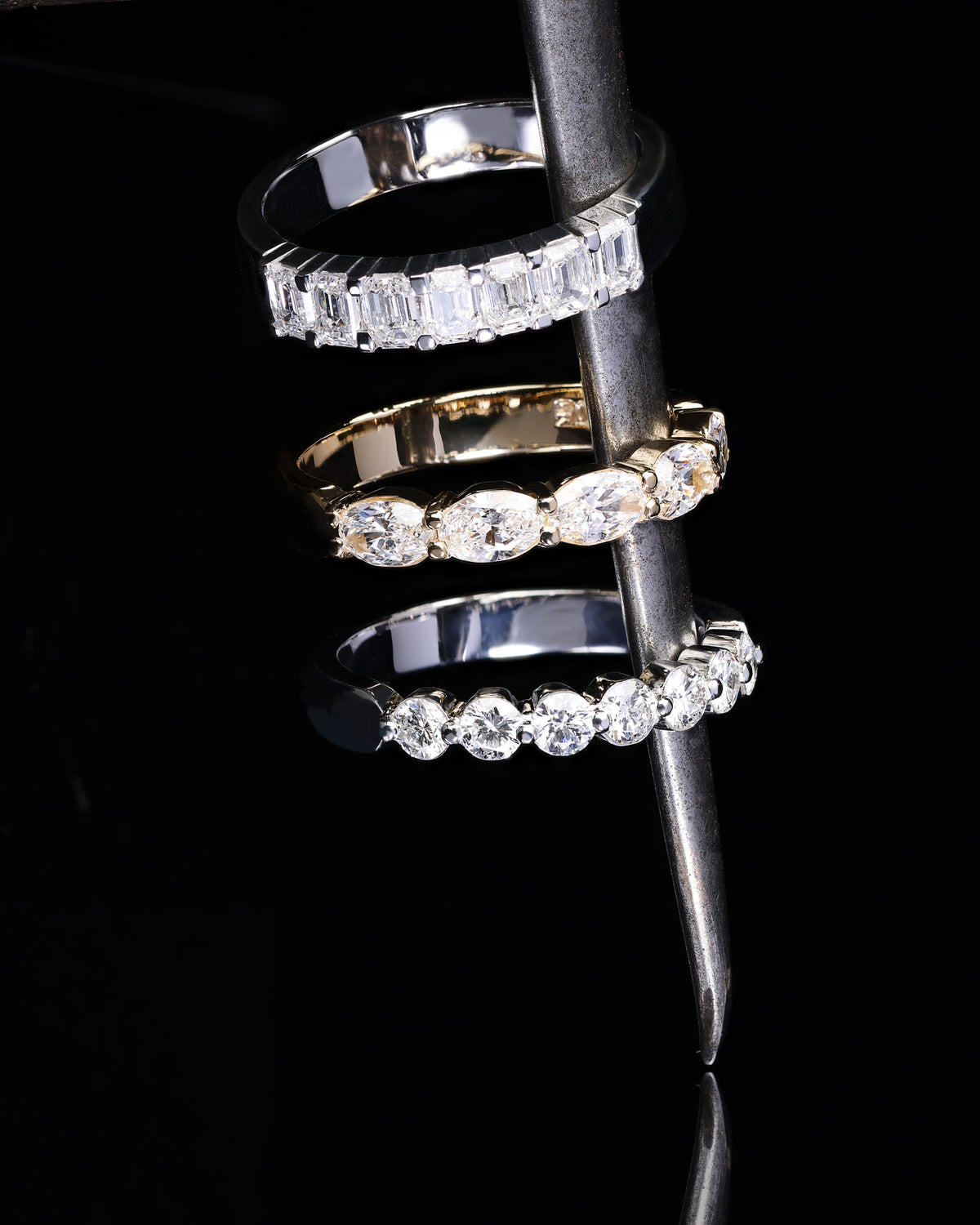 Emerald Cut Diamond Band - Half Set