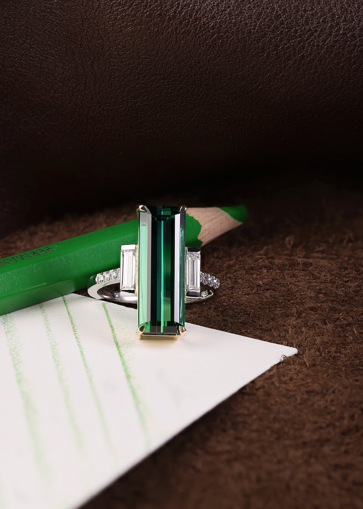 Green Tourmaline & Diamond Ring
