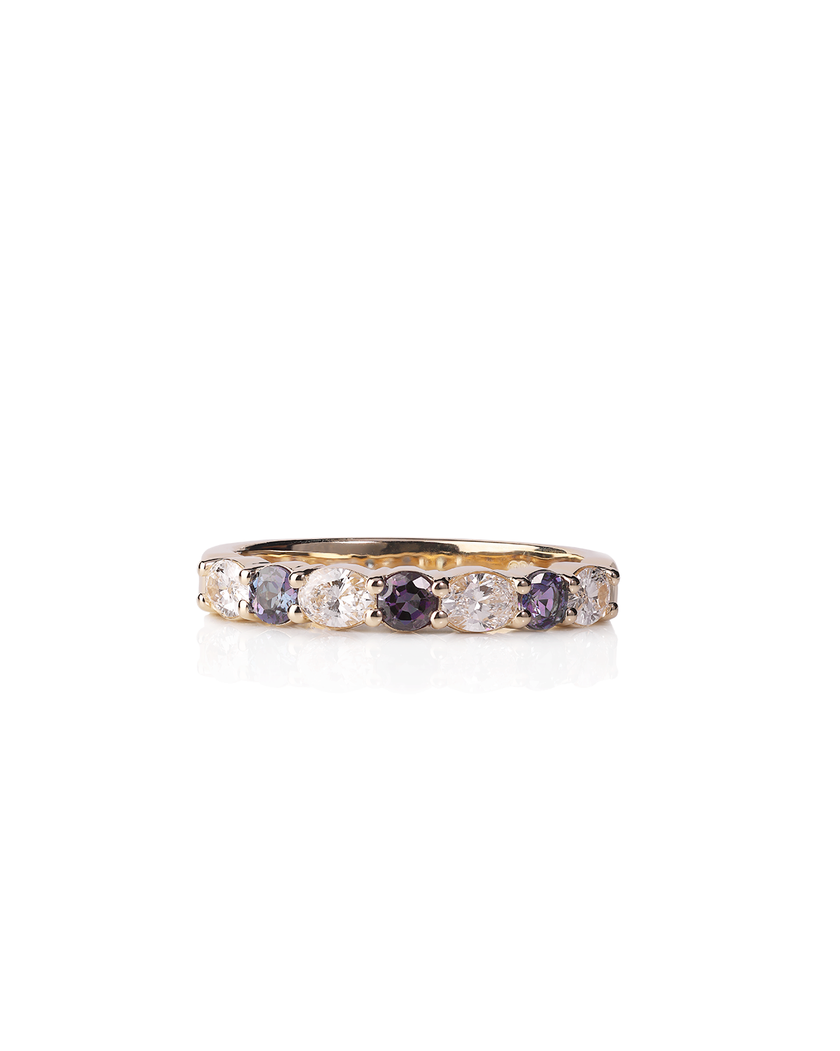 Oval Diamond & Colour‑Change Alexandrite Band in 18ct Yellow Gold | MJS Jewellery