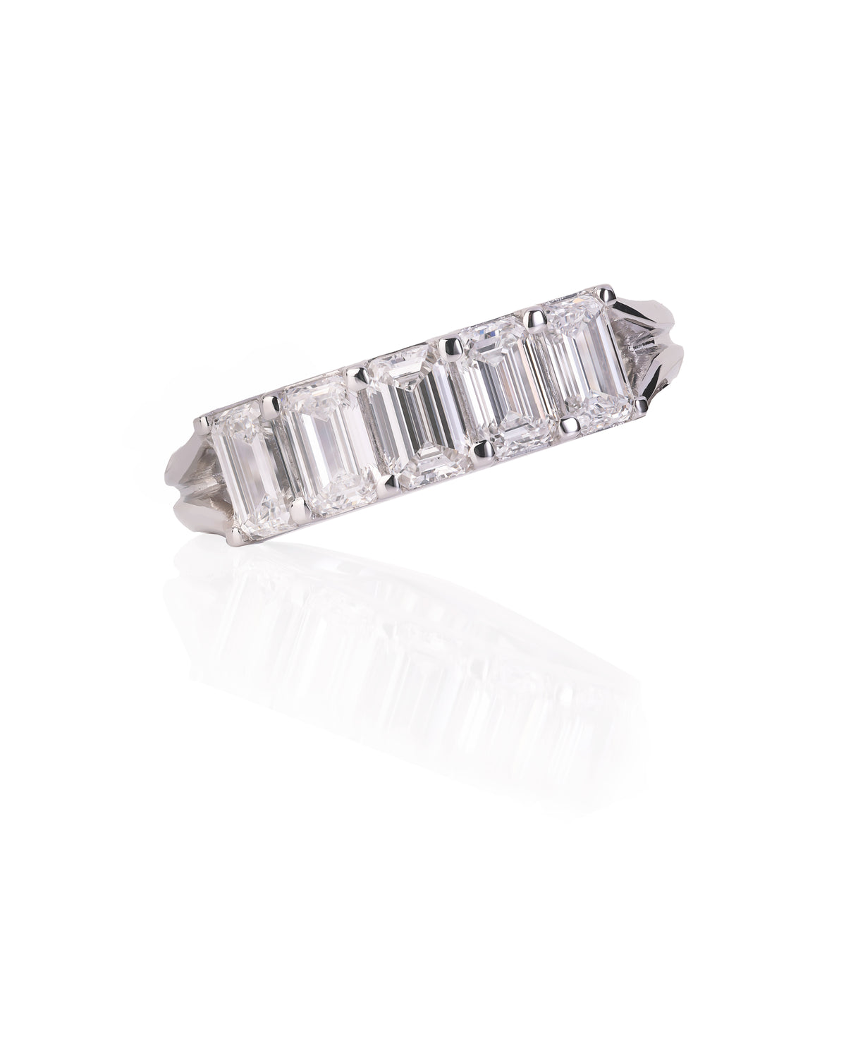 1.53ct Five Stone Emerald-Cut Diamond Ring in Platinum
