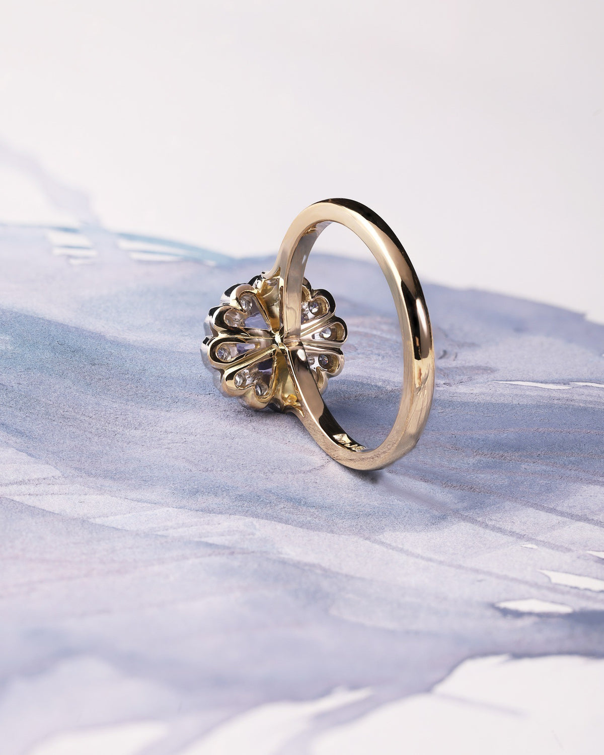 1.18ct Lavender Sapphire encircled by a halo of diamonds Engagement Ring - PG-BI-003 - image 3