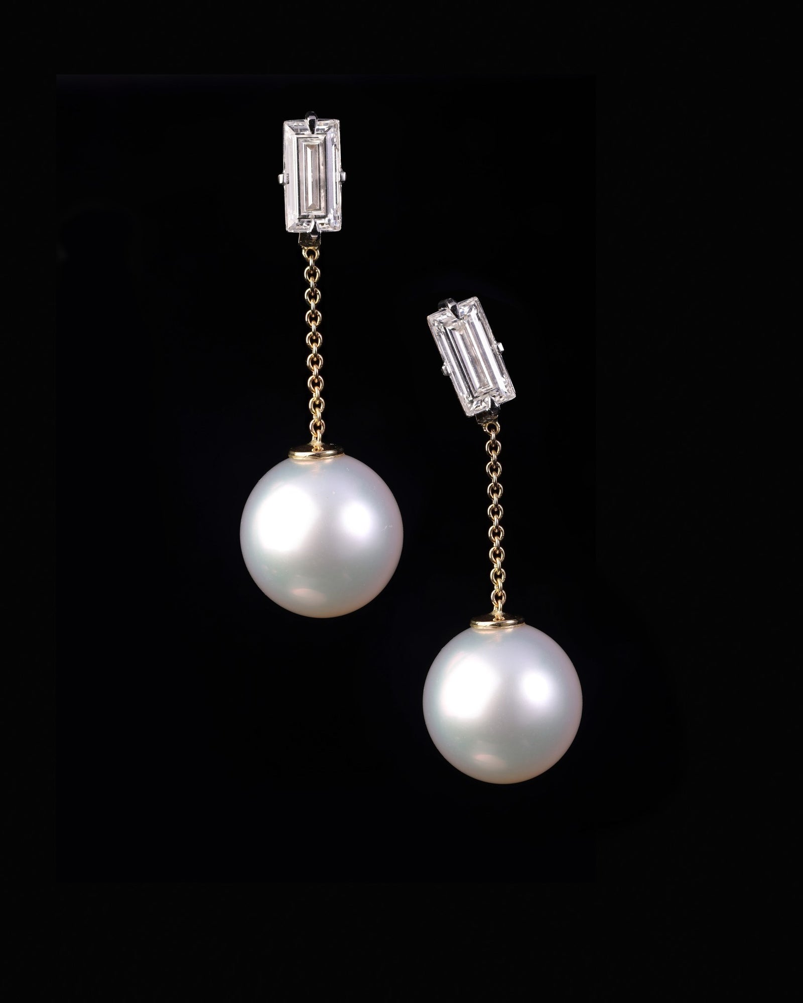 Diamond & Pearl Earrings - Past MJS Commission - PG-BI-863 - image 1