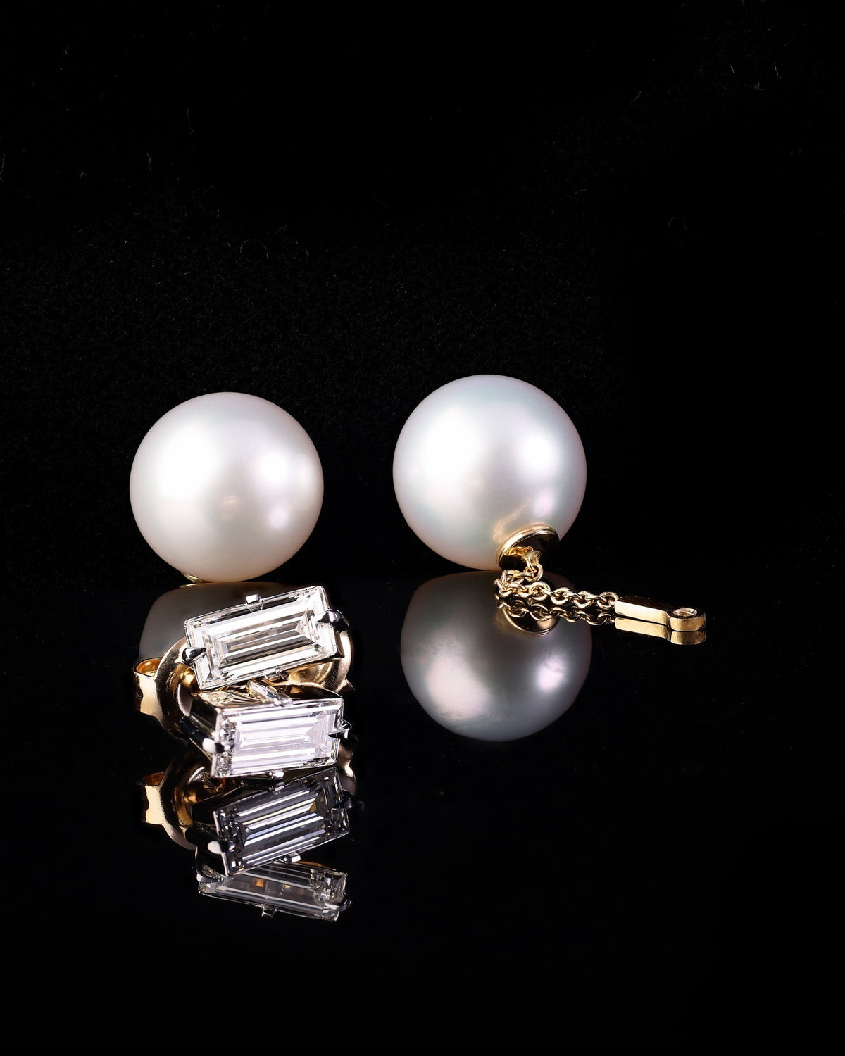 Diamond & Pearl Earrings - Past MJS Commission - PG-BI-863 - image 2