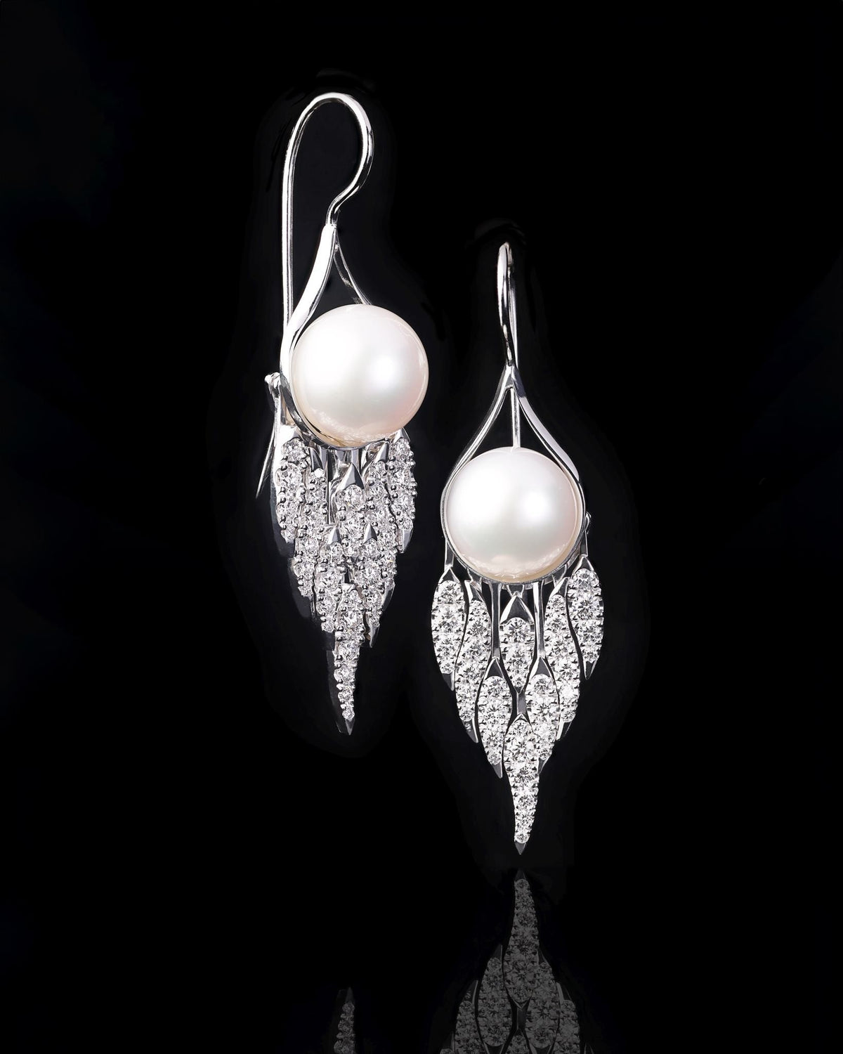 Diamond & Pearl Earrings - Past MJS Commission - PG-BI-895 - image 1