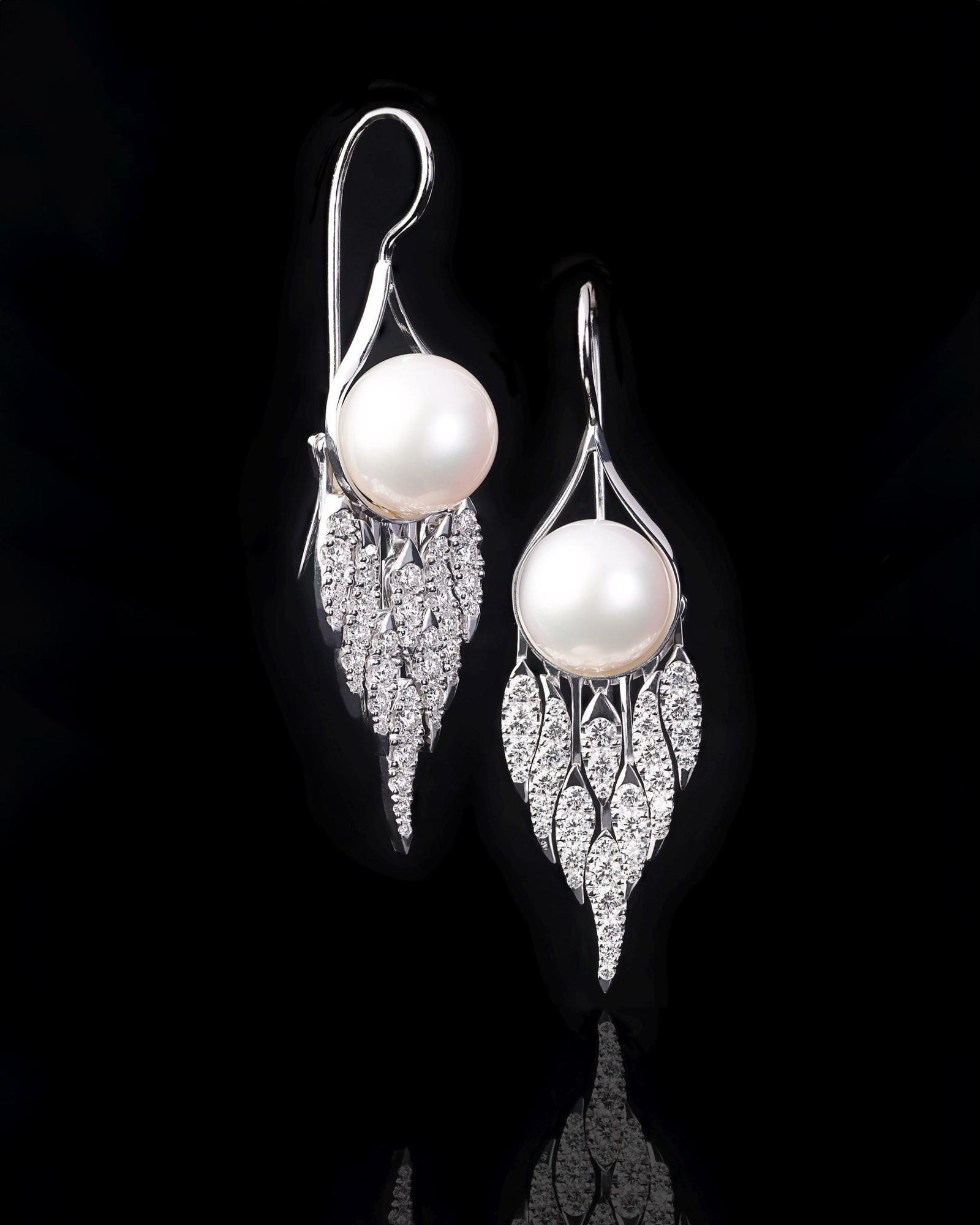 Diamond & Pearl Earrings - Past MJS Commission - PG-BI-895 - image 1