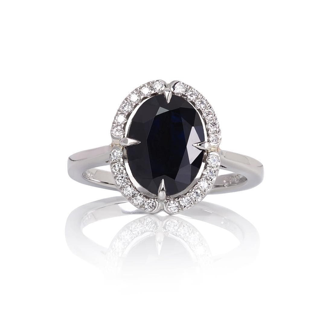 Diamond & Sapphire Engagement Ring - Past MJS Commission - PG-BI-920 - image 1