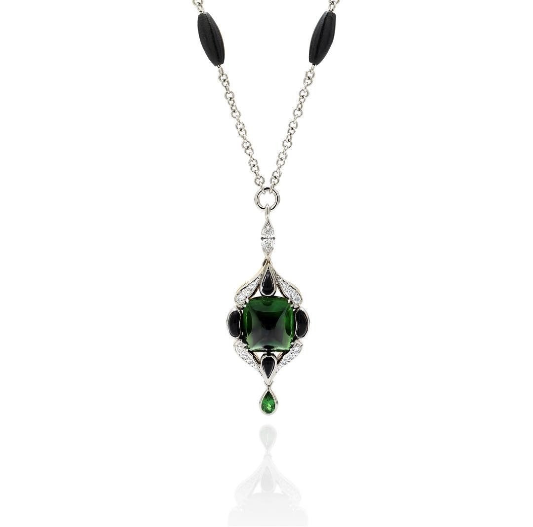 Diamond & Tourmaline Necklace / Pendant - Past MJS Commission - PG-BI-934 - image 1