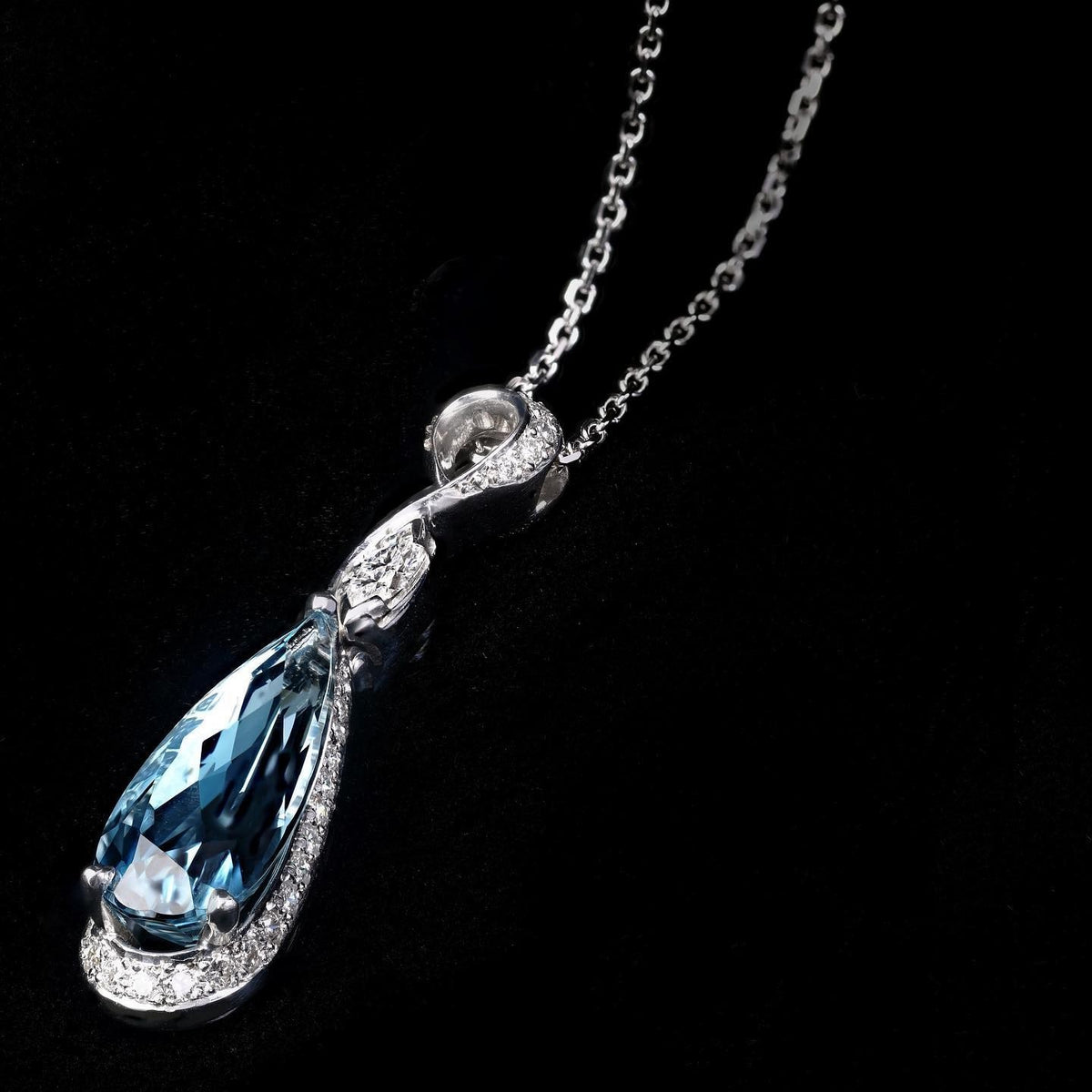 Diamond & Aquamarine Necklace / Pendant - Past MJS Commission - PG-BI-941 - image 1