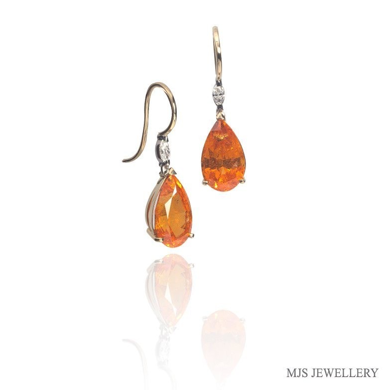 Diamond & Garnet Earrings - Past MJS Commission - PG-BI-952 - image 1