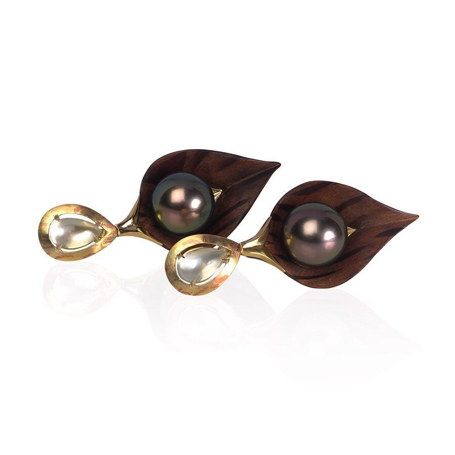 Pearl & Moonstone Earrings - Past MJS Commission - PG-BI-857 - image 2