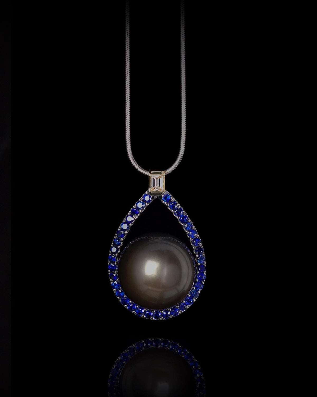 Diamond & Sapphire Necklace / Pendant - Past MJS Commission - PG-BI-860 - image 1