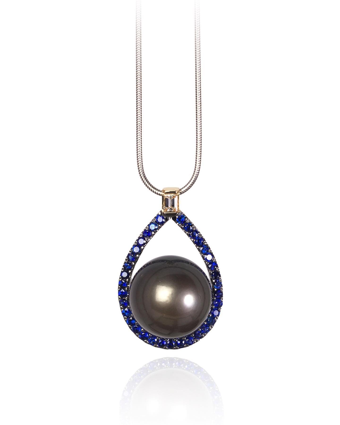 Diamond & Sapphire Necklace / Pendant - Past MJS Commission - PG-BI-860 - image 1