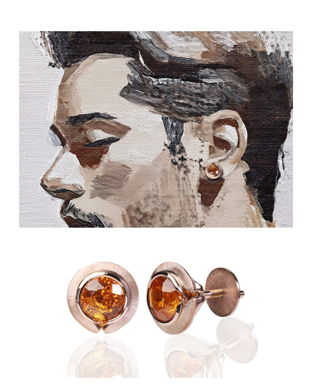 18ct Rose Gold; the other pairs a purple Sapphire with Titanium Earrings - PG-BI-012 - image 2