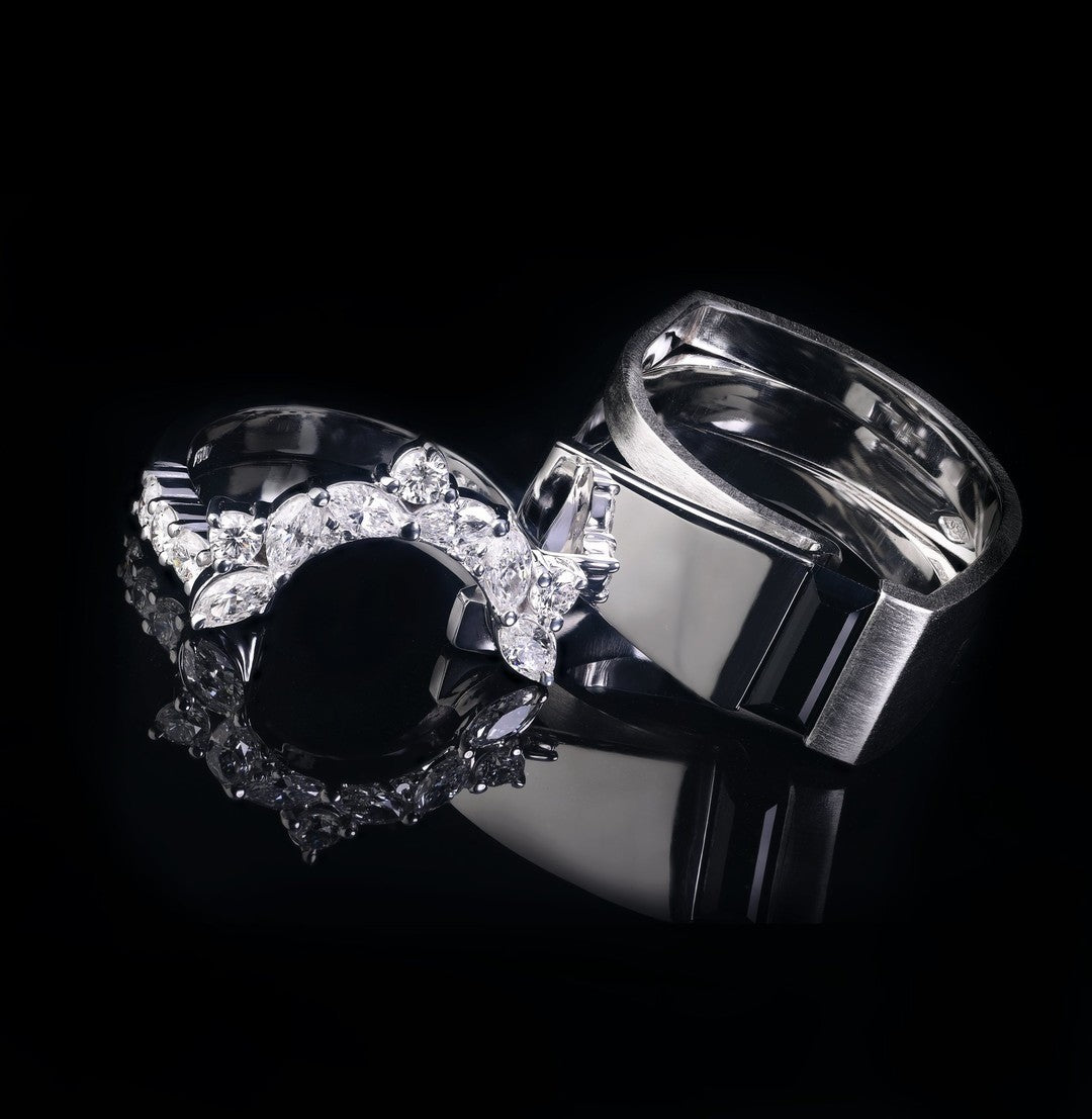 Australian black sapphire Wedding Band - PG-BI-014 - image 1