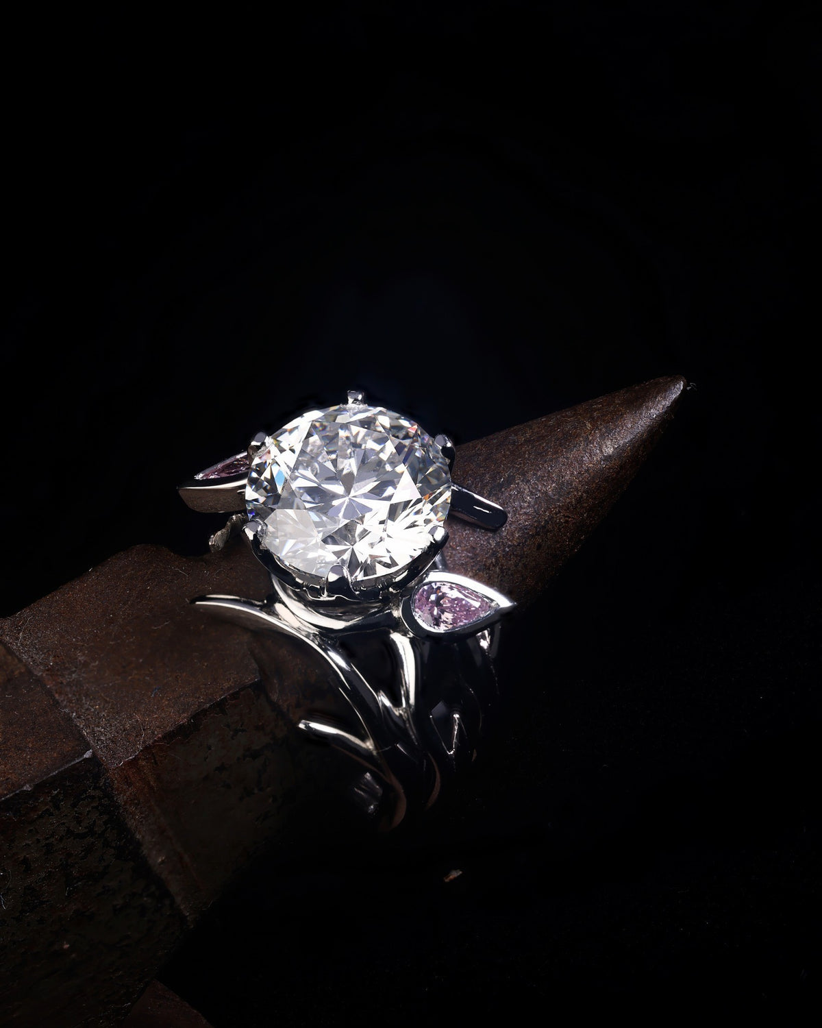 Diamond Engagement and Wedding band set featuring Pink Argyle Diamonds - PG-BI-019 - image 2