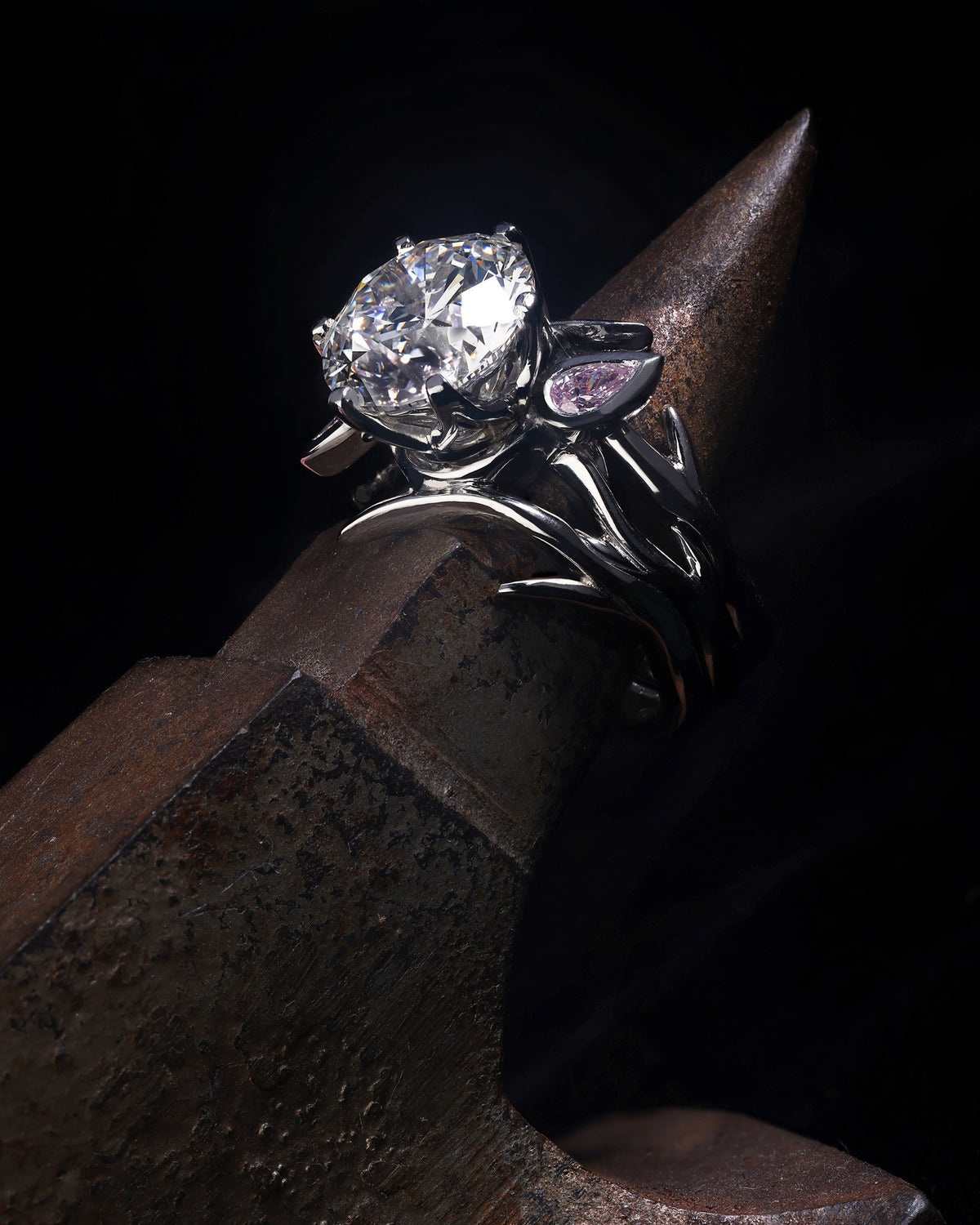 Diamond Engagement and Wedding band set featuring Pink Argyle Diamonds - PG-BI-019 - image 3