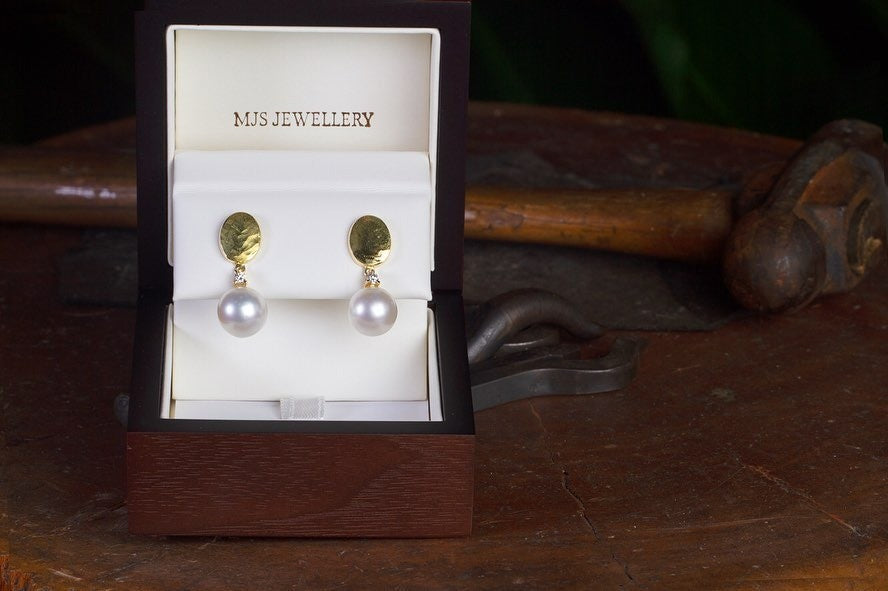 Diamond & Pearl Earrings - Past MJS Commission - PG-BI-969 - image 1