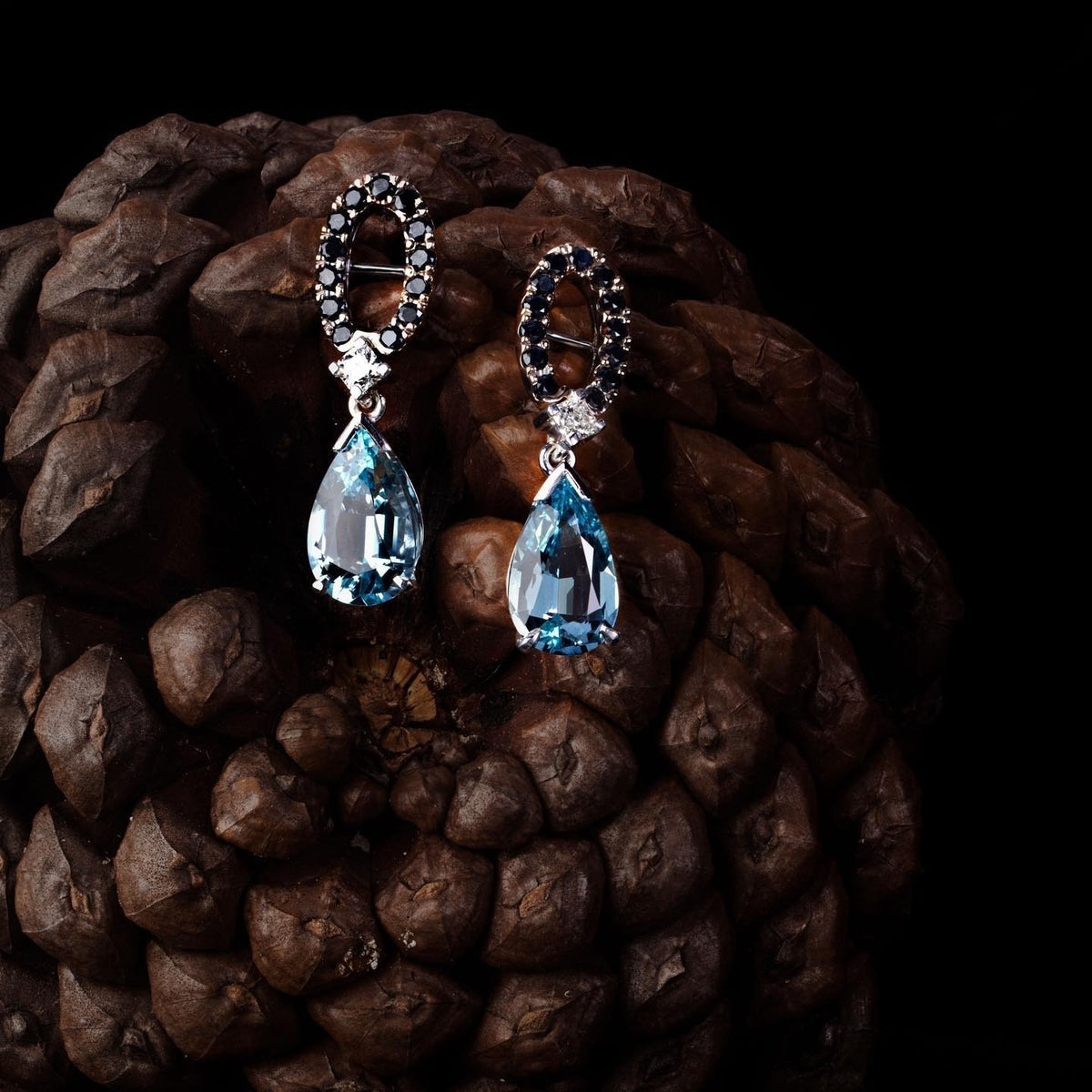 Australian black sapphire Earrings - PG-BI-043 - image 1