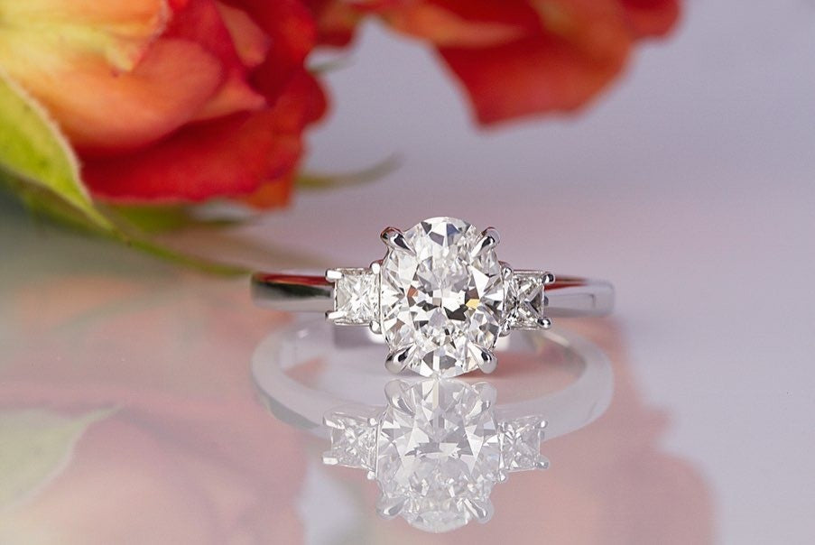 1.5ct Oval Diamond trilogy engagement ring - PG-BI-054 - image 1