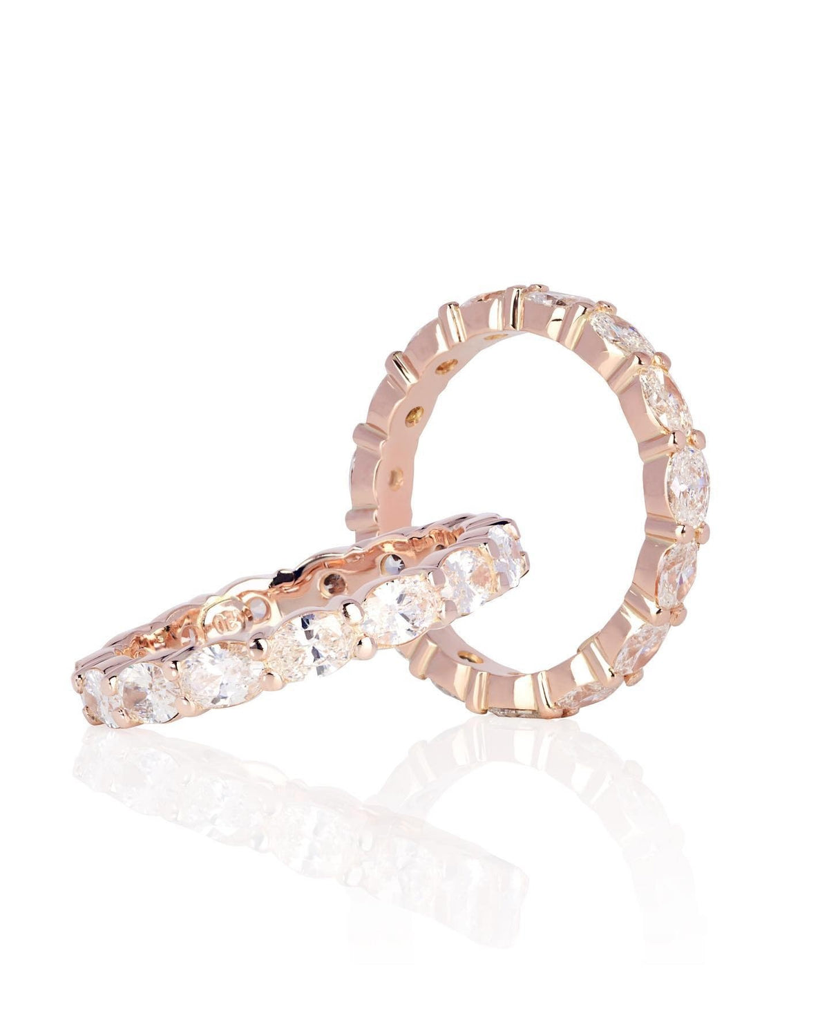 Oval diamonds Band All the way round set East-West setting 18ct Rose gold - PG-BI-069 - image 1