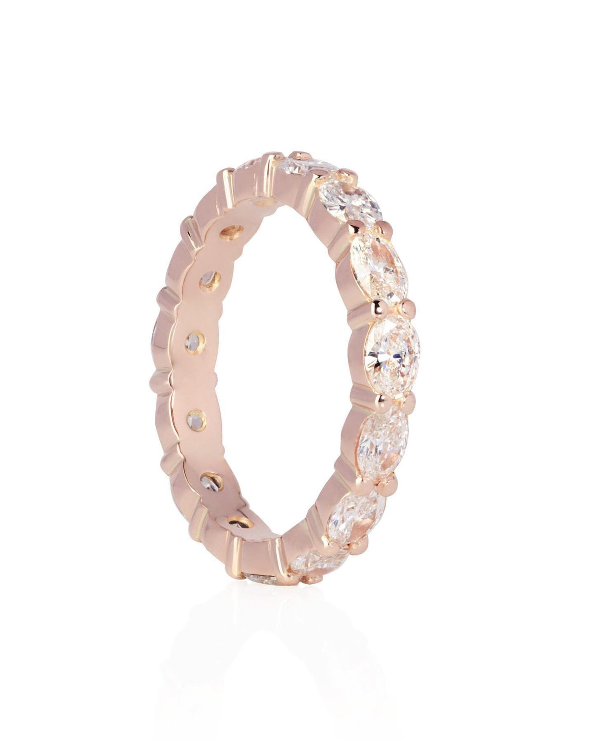 Oval diamonds Band All the way round set East-West setting 18ct Rose gold - PG-BI-069 - image 2