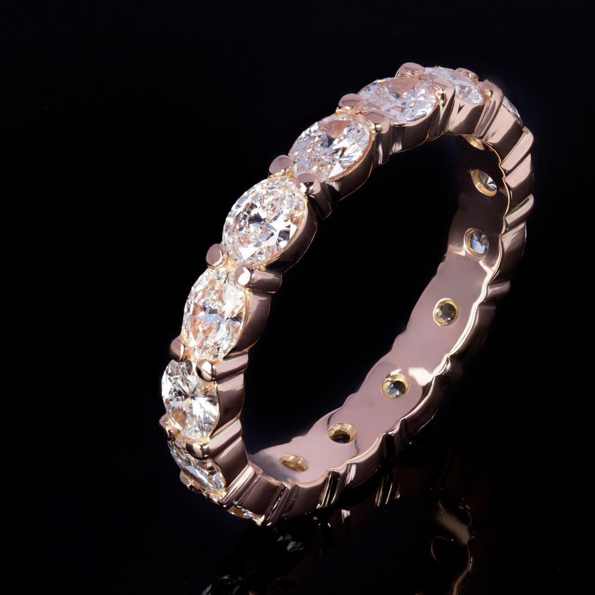 Oval diamonds Band All the way round set East-West setting 18ct Rose gold - PG-BI-069 - image 4