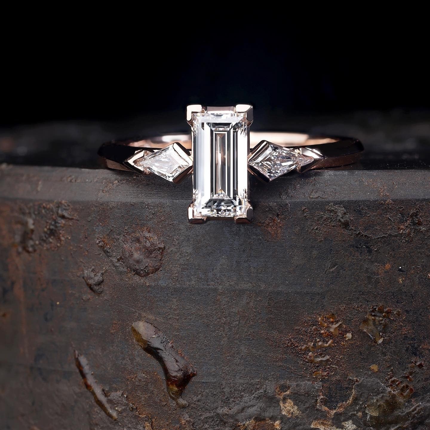 1ct Baguette cut diamond and Kite diamonds Engagement Ring - PG-BI-073 - image 1
