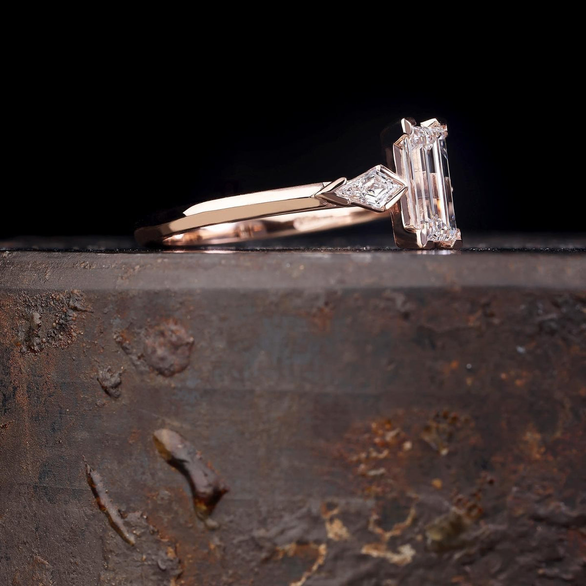 1ct Baguette cut diamond and Kite diamonds Engagement Ring - PG-BI-073 - image 3