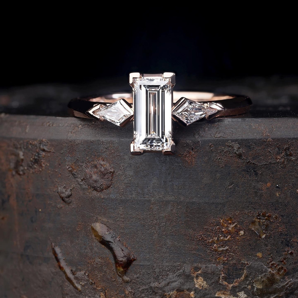 1ct Baguette cut diamond and Kite diamonds Engagement Ring - PG-BI-073 - image 4