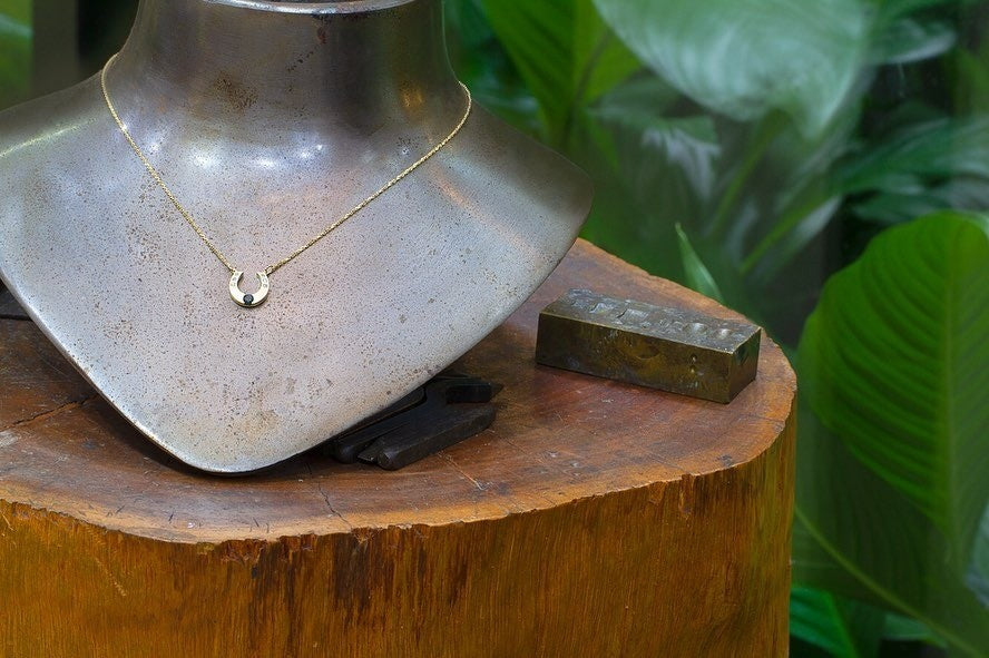 18ct yellow gold by Matthew and features a teal coloured sapphire and diamonds Pendant - PG-BI-077 - image 3