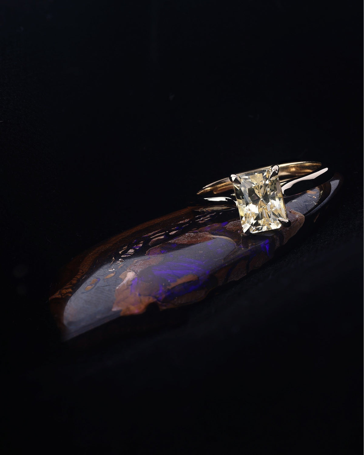 2ct radiant emerald cut yellow Sapphire (no heat) Engagement Ring - PG-BI-082 - image 3
