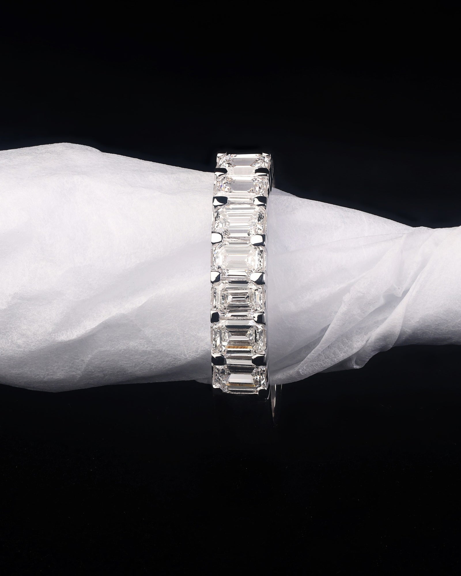 Emerald Cut Diamond Band in 18ct White Gold - PG-BI-083 - image 1