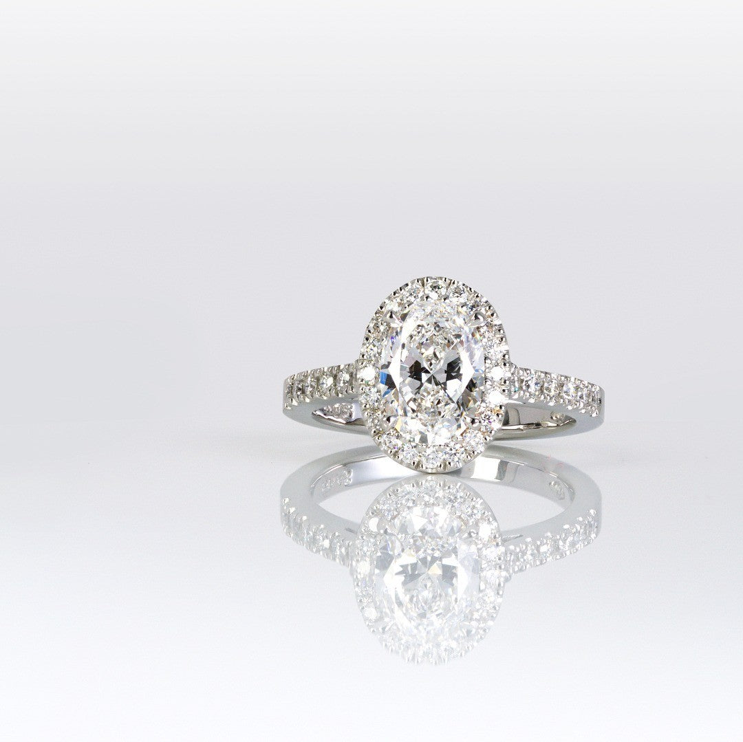 1.33ct Oval diamond in a halo setting Engagement Ring - PG-BI-090 - image 2