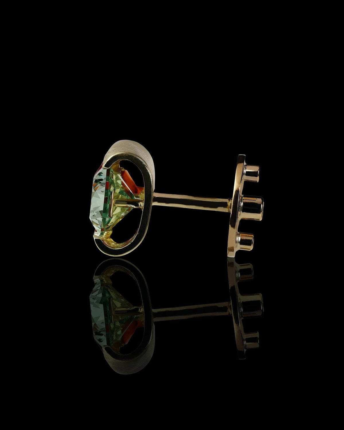 18ct Green Gold paired with a mandarin garnet Men's Jewellery - PG-BI-099 - image 2