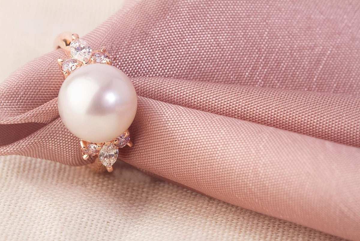 Pearl and Diamond Ring featuring pink Argyle Diamonds - PG-BI-102 - image 1
