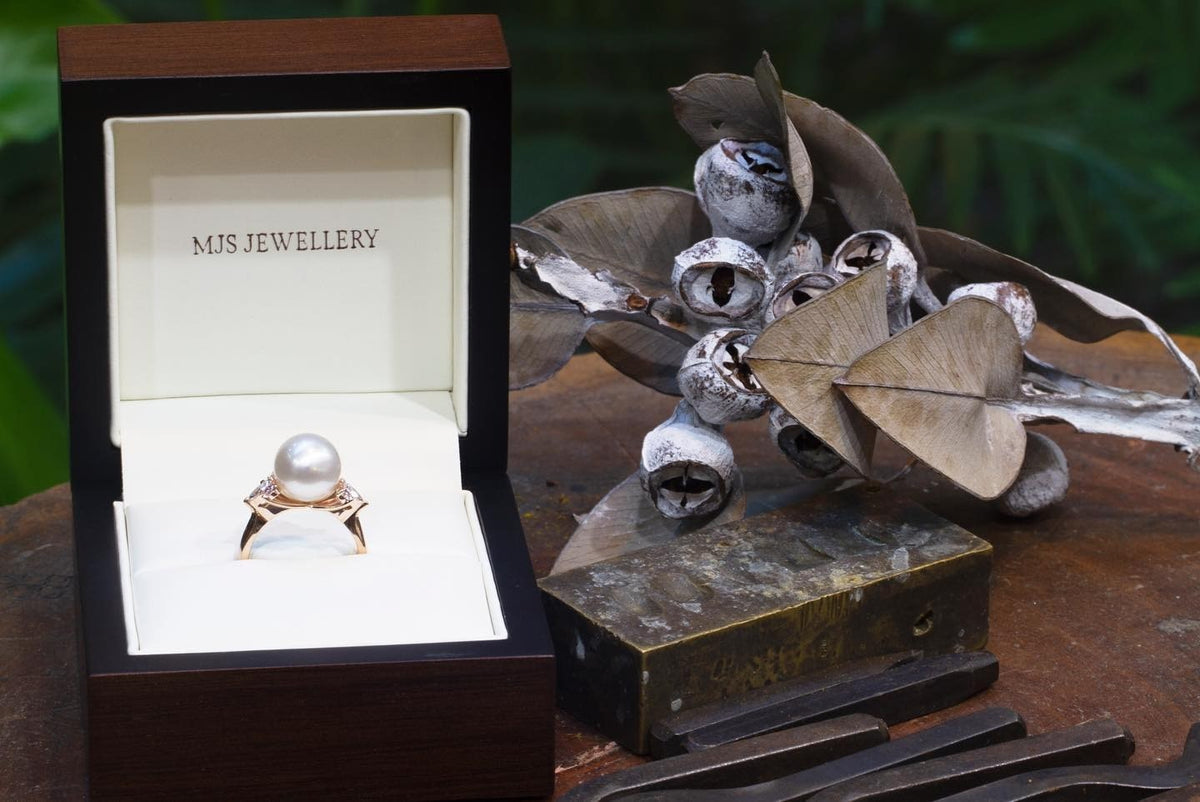 Pearl and Diamond Ring featuring pink Argyle Diamonds - PG-BI-102 - image 3